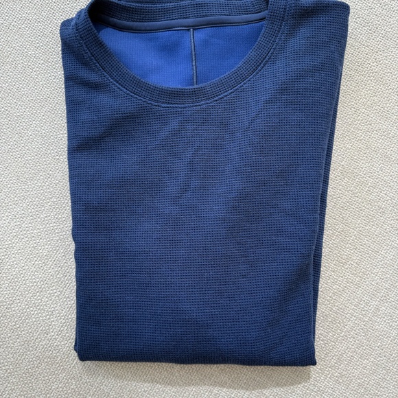 Lululemon Textured Waffle Crewneck Men's Sweater Blue Size: S - Picture 2 of 3